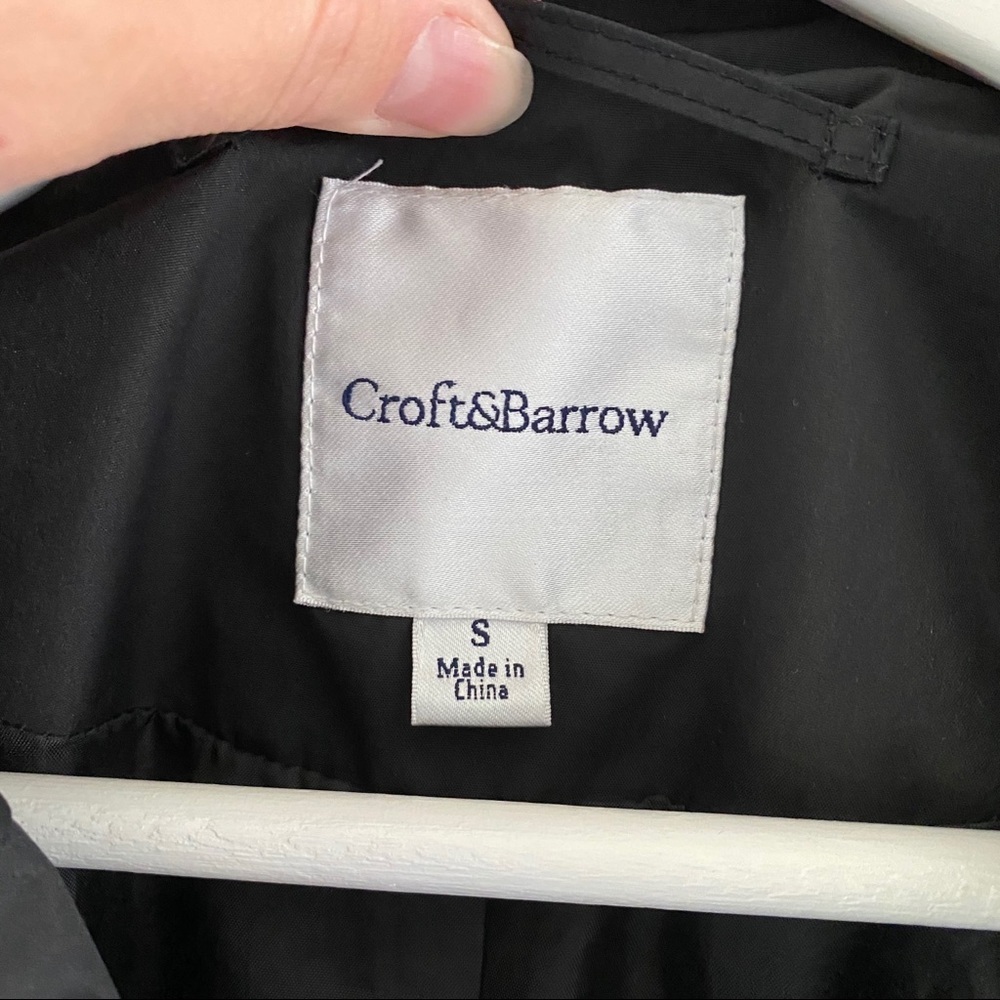 Croft & Barrow Trench Coat Black Sz Small - Picture 8 of 10